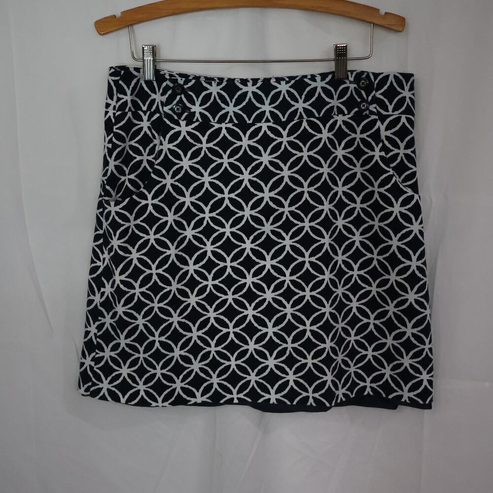 Rafaella Skirt 12P Knee Length Blue White Graphic Hook Eye Zipper Lined